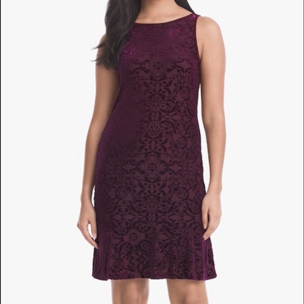 White House Black Market purple velvet dress small